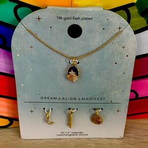 cute changeable charm necklace gold plated